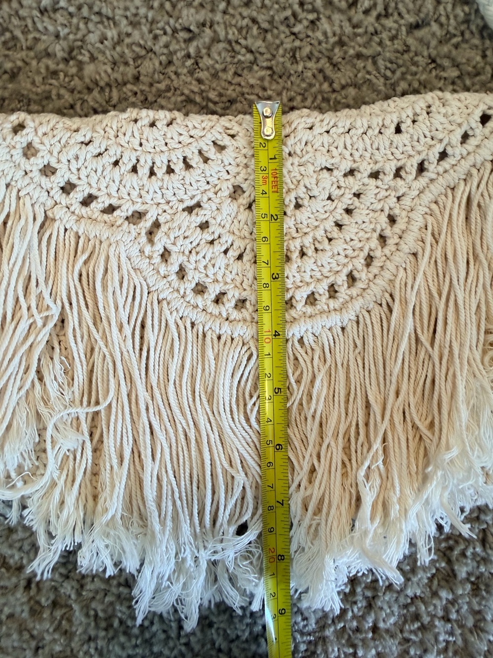 Beige Crochet Fringe Crossbody Bag - Picture 8 of 11